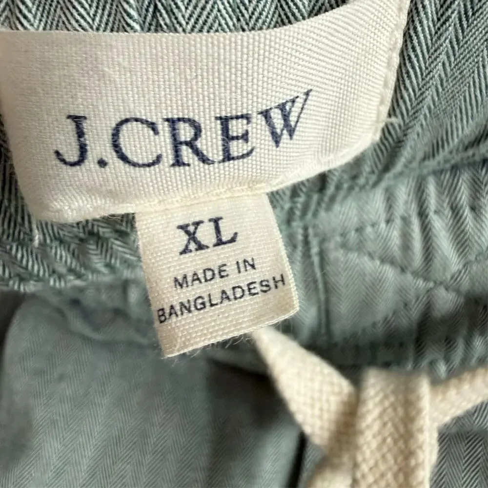 J Crew Green Pajama Pants Men's XL Blue Chevron Pockets Relaxed Fit CB511
